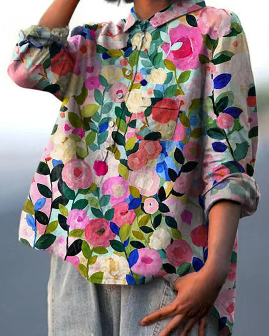 AKIRA - COLORFUL SPRING FLORAL CASUAL SHIRT