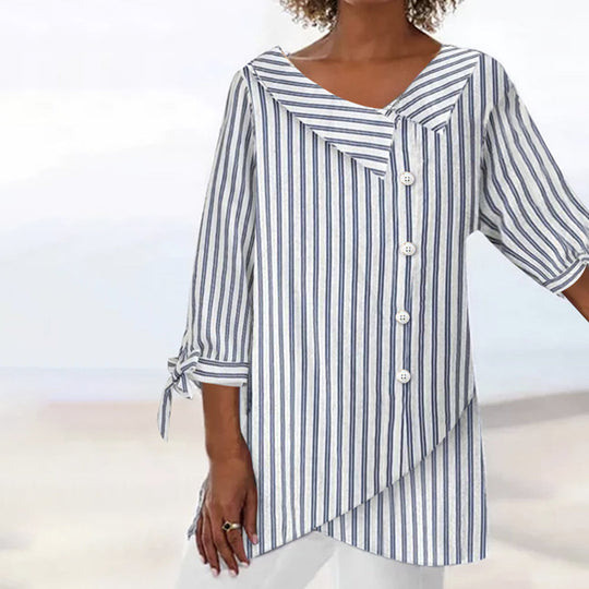 Tegan - Chic striped 3/4 sleeve blouse