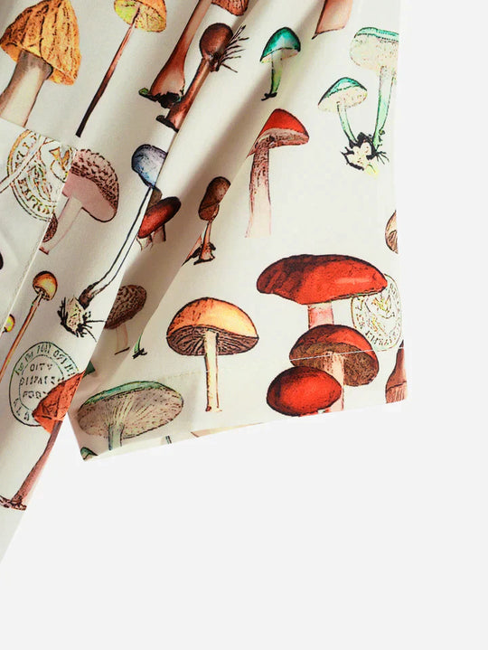 Mushroom Print Short Sleeve Shirt