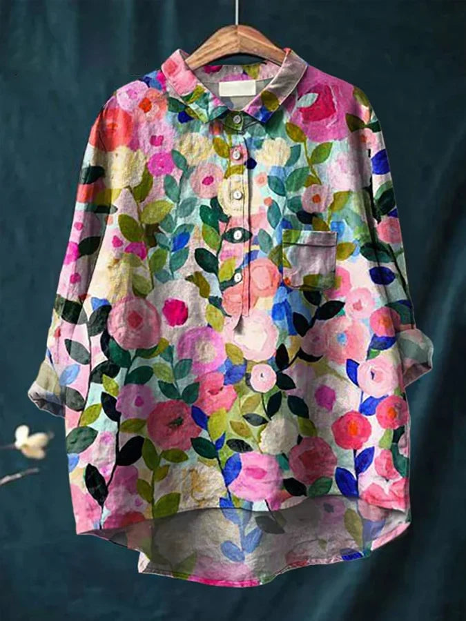 AKIRA - COLORFUL SPRING FLORAL CASUAL SHIRT