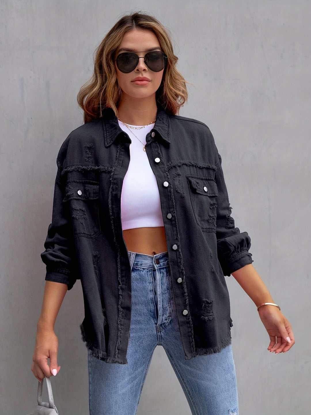 Sammy - Ripped oversized denimjacket