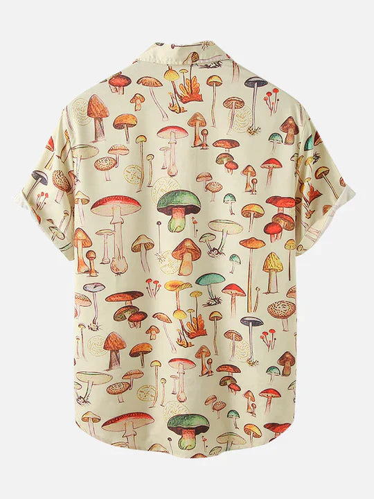 Mushroom Print Short Sleeve Shirt